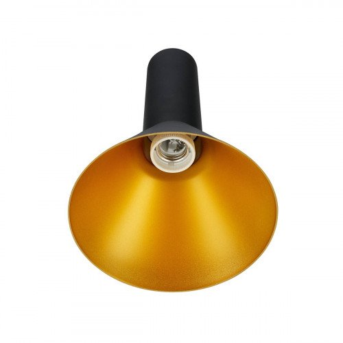 Zwarte pendellamp met gouden binnenkant E27