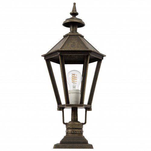 Klassieke zeskantige sokkellamp brons tuinlamp