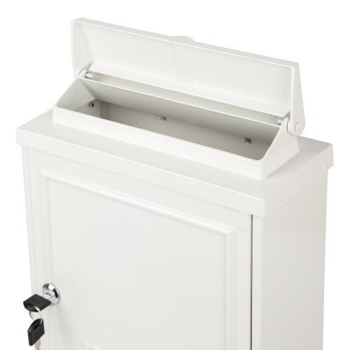 Klassiek vormgegeven aluminium brievenbus B6 wit met deur en slot