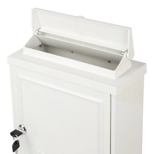 Klassiek vormgegeven aluminium brievenbus B6 wit met deur en slot
