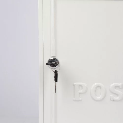 Klassiek vormgegeven aluminium brievenbus B6 wit met deur en slot