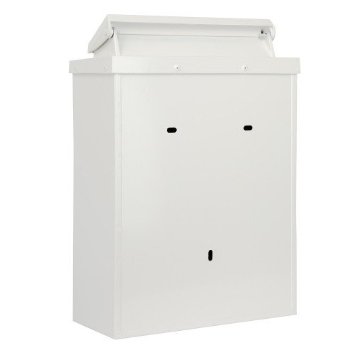 Klassiek vormgegeven aluminium brievenbus B6 wit met deur en slot