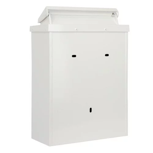 Klassiek vormgegeven aluminium brievenbus B6 wit met deur en slot