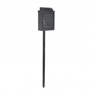 Aluminium brievenbus B6 matzwart met deur en slot