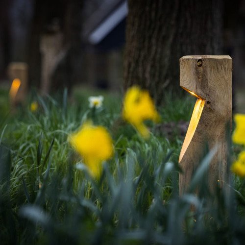 Gartenlampe Baum Terrassenlampe aus Holz & Gartenwegbeleuchtung
