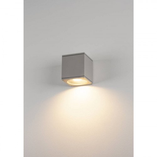 Big Theo buitenlamp Wall Out vierkante wandlamp in zilvergrijze kleur
