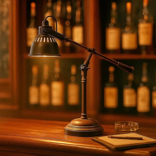 messing lamp in de kleur antiek zwart met een GU10 fitting