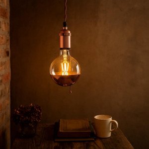 Byron antiek koper hanglamp aluminium E27 pendel 500 cm industriële lamp