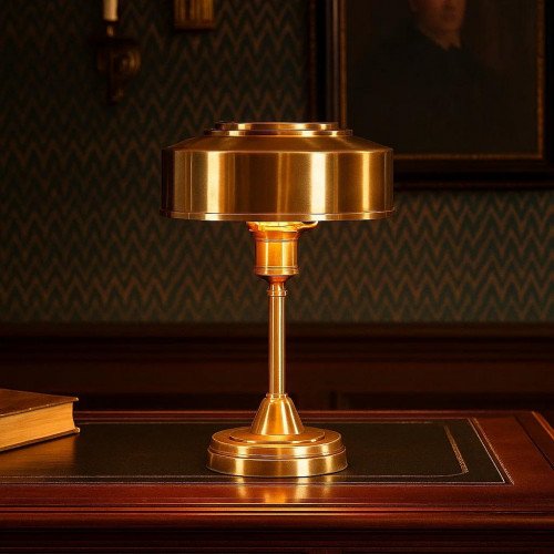 bureaulamp, tafellamp, antique brass, industrieel, vintage, auxerre