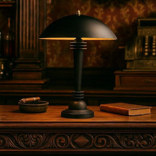 bureaulamp, tafellamp, zwart, brons, industrieel, vintage, dax 