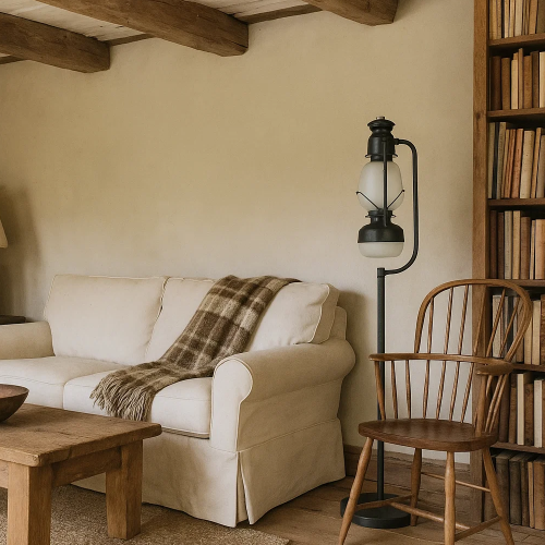 messing lamp in de kleur antiek zwart met een E27 en G9 fitting