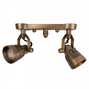 Nostaluce Industriële vintage Indigo Cover dubbel Messing Wandspot | Nostalux.nl