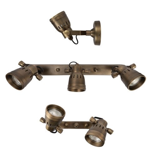 Nostaluce Industriële vintage Indigo Cover Triple Messing Wandspot | Nostalux.nl