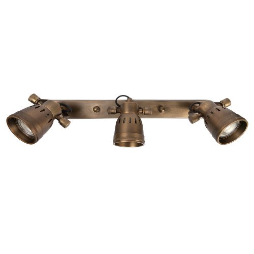 Nostaluce Industriële vintage Indigo Cover Triple Messing Wandspot | Nostalux.nl