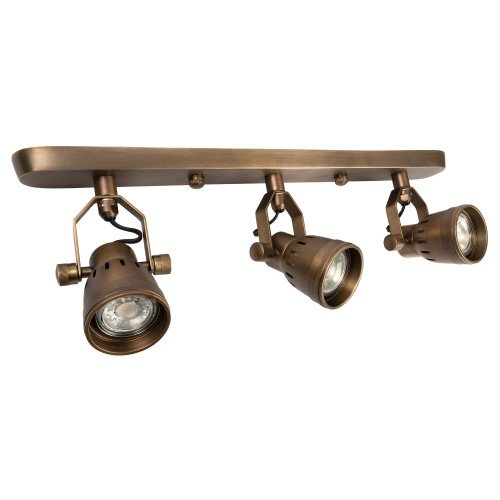 Nostaluce Industriële vintage Indigo Cover Triple Messing Wandspot | Nostalux.nl