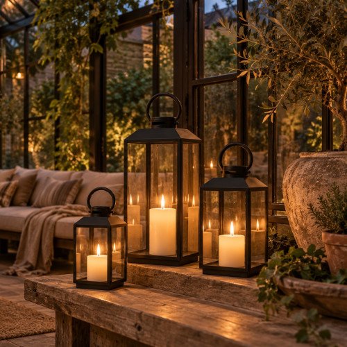 Industriële windlichten Newport M+L zwart