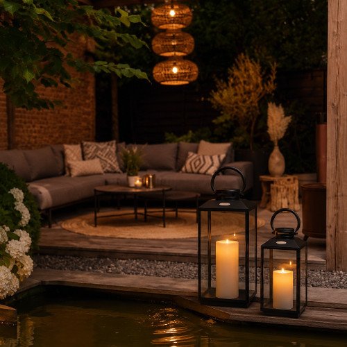 Industriële windlichten Newport M+L zwart
