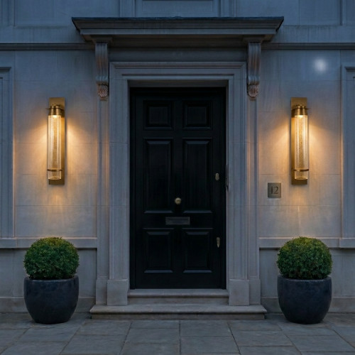 messing muurlamp in de kleur antiek messing met een E27 fitting