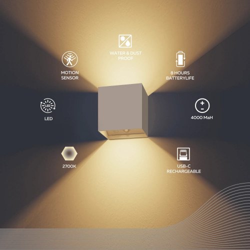 Volterra Up & Down oplaadbare wandlamp zand