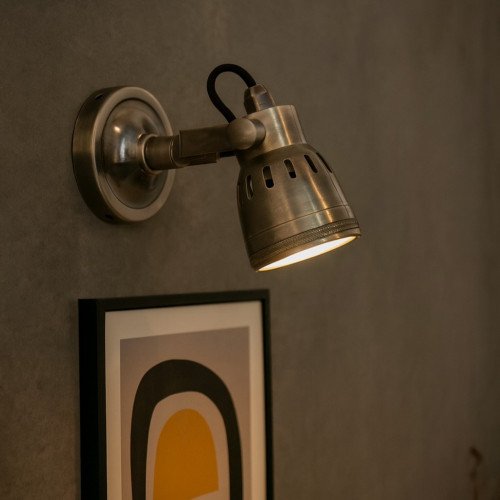 Nostaluce Industriële vintage Indigo Cover Zilver  Wandspot | Nostalux.nl