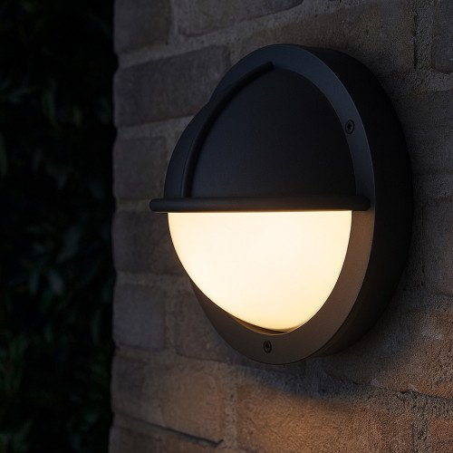 ronde wandlamp melkglas antraciet modern e27