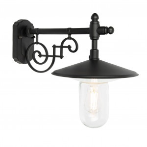 Zwarte stallamp klassiek muursteun E27 aluminium