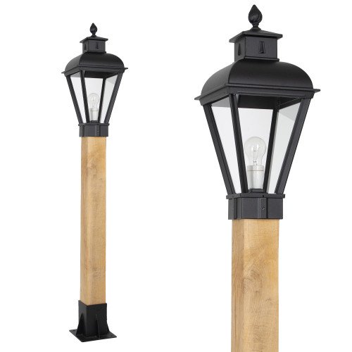 Buitenlamp Vondel WOOD Sokkel buitenverlichting zwart in klassieke stijl met vierkante vorm