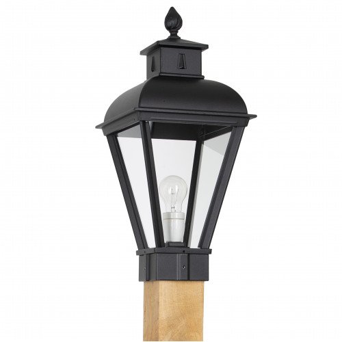 Buitenlamp Vondel WOOD Sokkel buitenverlichting zwart in klassieke stijl met vierkante vorm