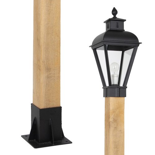 Buitenverlichting Vondel WOOD Lantaarn buitenlamp zwart in klassieke stijl met vierkante vorm