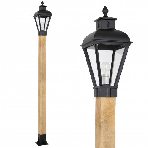 Buitenverlichting Vondel WOOD Lantaarn buitenlamp zwart in klassieke stijl met vierkante vorm