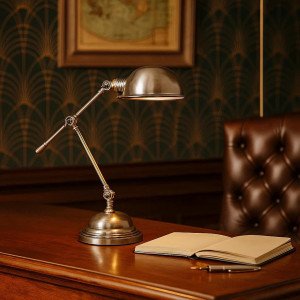 Sidney verstelbare tafellamp met robuuste ronde vormen in antiek zilveren kleur