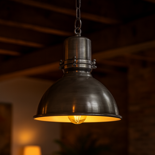 messing lamp in de kleur antiek zilver met een E27 fitting