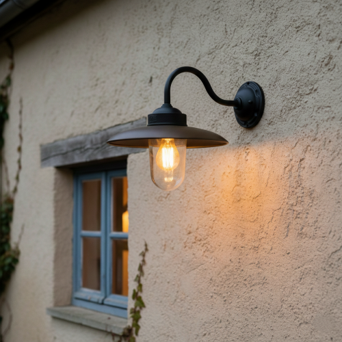 Stallamp Solingen Wandlamp Zwart Brons Landelijk