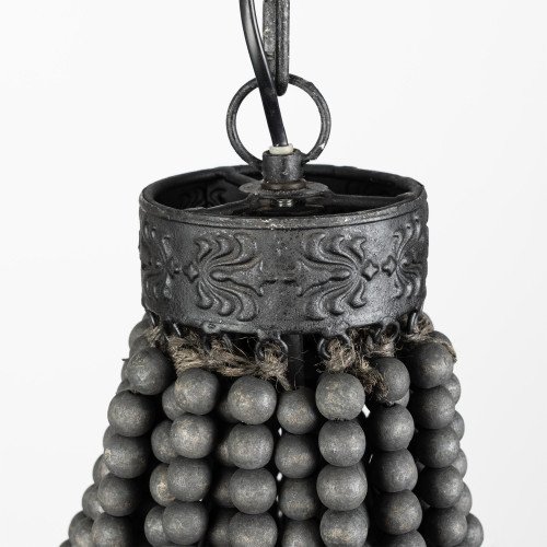 Binnenverlichting Perle hanglamp zwart hout en metaal
