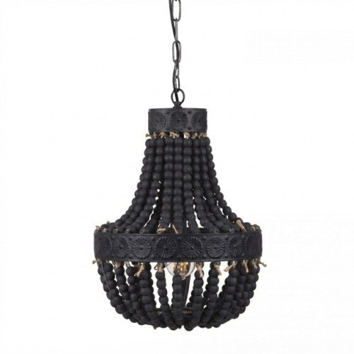 Binnenverlichting Perle hanglamp zwart hout en metaal