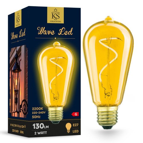 E27 LED lichtbron Wave 2 watt 2200 Kelvin