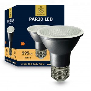 PAR20 Lichtbron LED E27 zwarte ronde spot