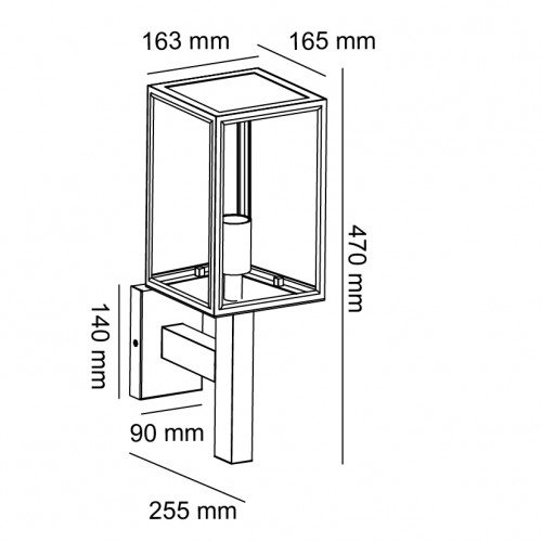 Zwarte buitenlamp strak klassiek box design, rechte wandsteun, stijlvol en praktische buiten wandlantaarn, handmade KS Verlichting