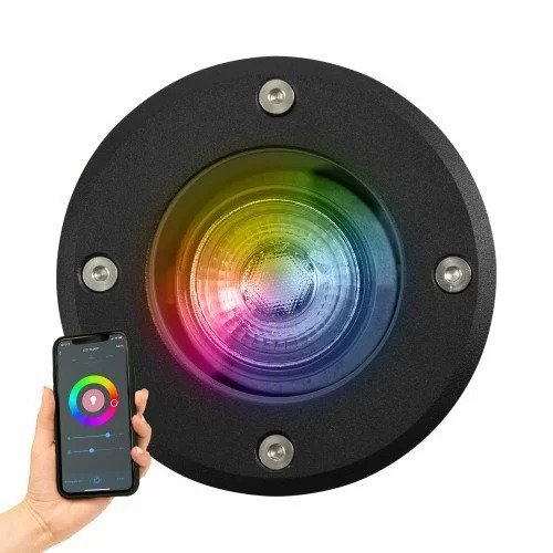 Zwarte Grondspot LED Rond met smart WIFI LED