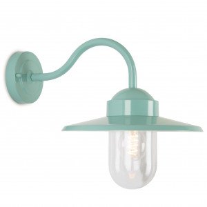 Buitenlamp Dolce mintgroen van KS Verlichting, trendy buitenverlichting model stallamp, ronde muurplaat, helder stolpglas, E27 fitting, kleur mintgroen, merk KS Verlichting