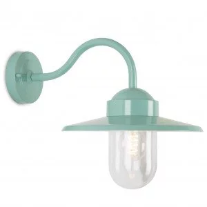 Buitenlamp Dolce mintgroen van KS Verlichting, trendy buitenverlichting model stallamp, ronde muurplaat, helder stolpglas, E27 fitting, kleur mintgroen, merk KS Verlichting