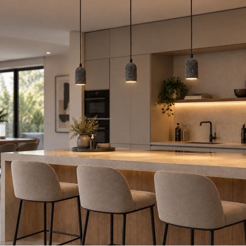 set van 3 Marmer binnenverlichting Egg hanglamp zwart