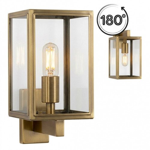 Moderne messing buitenlamp met heldere beglazing verlichting voor aan de wand buiten