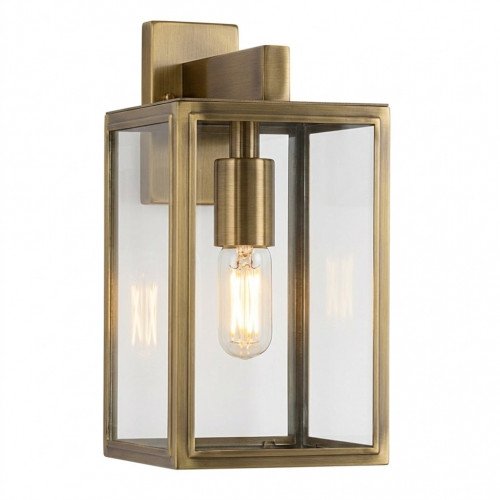 Moderne messing buitenlamp met heldere beglazing verlichting voor aan de wand buiten