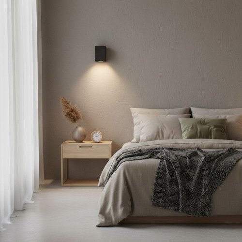 Pure Down wandlamp downlighter beton in zwarte kleur