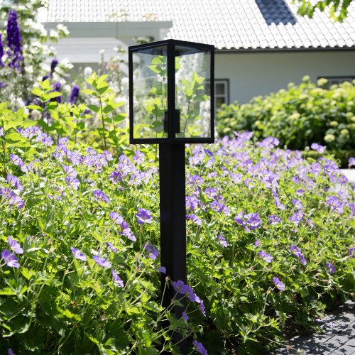 Buitenlamp staand zwart Soho Terras moderne zwarte staande buitenverlichting 