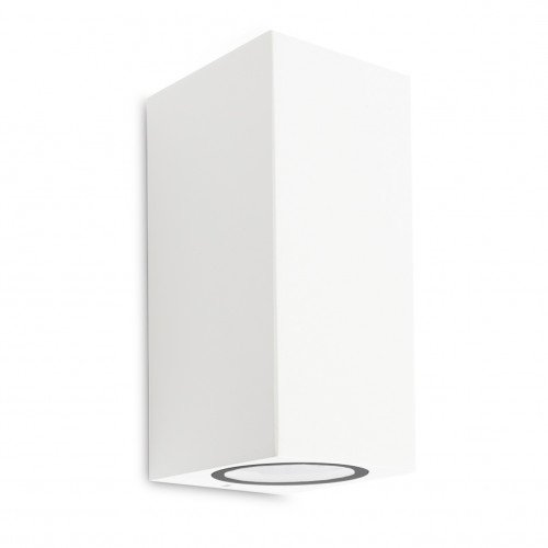 Wandspot Geo up en downlighter, 2 lichtbundels, aluminium spot met trendy witte finish, moderne wandverlichting voor buiten van het merk KS Verlichting