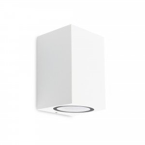 Gevelverlichting, Geo wandspot down wit, modern kubus vierkante wandspot met mooie stijlvolle trendy witte afwerking van het merk KS Verlichting