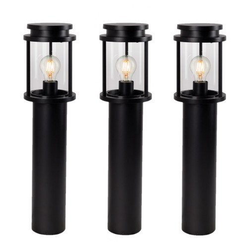 Zwarte ronde strak vormgegeven tuinlamp E27