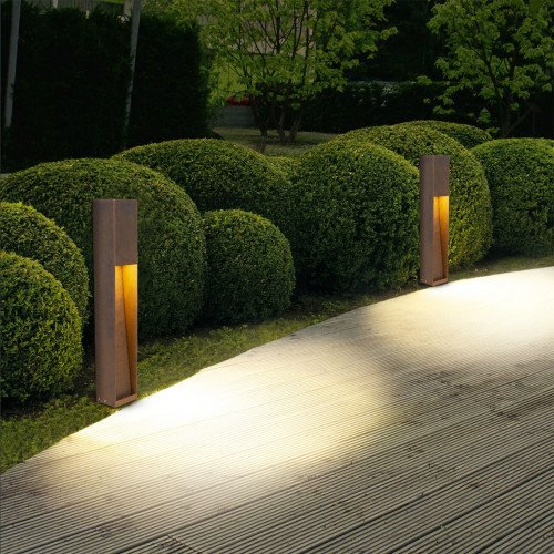 Buitenlamp Levi terras modern vormgegeven buitenverlichting in de kleur corten